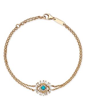 Suzanne Kalan 18k Yellow Gold & Diamond Evil Eye Bracelet