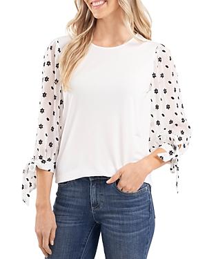 Cece Embroidered Puff Sleeve Top