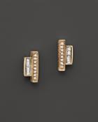 Diamond And Baguette Bar Earrings In 14k Yellow Gold, .20 Ct. T.w.