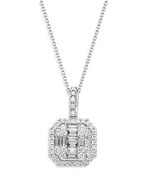 Bloomingdale's Diamond Baguette & Round Mosaic Pendant Necklace In 18k White Gold, 0.90 Ct. T.w. - 100% Exclusive