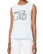 French Connection Embroidered Camera Graphic Tank