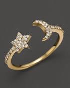 Meira T 14k Yellow Gold Moon & Star Ring With Diamonds