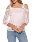 Belldini Sheer Lace Cold Shoulder Top