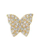 Moon & Meadow 14k Yellow Gold Diamond Pave Butterfly Single Stud Earring