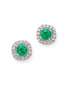 Bloomingdale's Emerald & Diamond Stud Earrings In 14k White Gold - 100% Exclusive