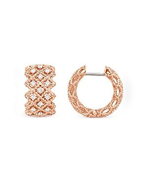 Roberto Coin 18k Rose Gold Roman Barocco Diamond Huggie Earrings