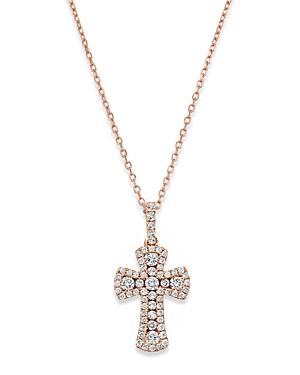 Bloomingdale's Diamond Cross Pendant Necklace In 14k Rose Gold, 0.50 Ct. T.w. - 100% Exclusive