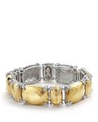 David Yurman Chatelaine Linear Bracelet With Faceted 18k Yellow Gold Domes & Diamonds