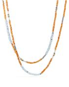 David Yurman Tweejoux Bead Necklace In Orange Chalcedony, Blue Topaz & Amazonite With 18k Gold