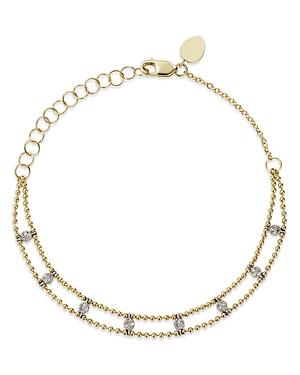 Meira T 14k Yellow And White Gold Diamond Double Strand Bead Chain Bracelet