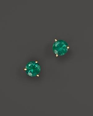 Emerald Stud Earrings In 14k Yellow Gold