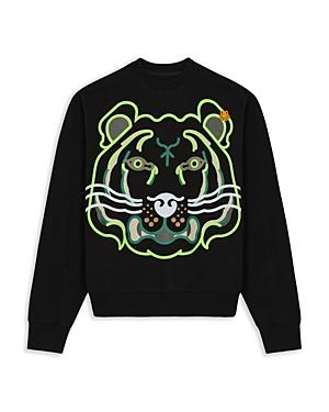 Kenzo K-tiger Organic Cotton Fleece Printed Classic Fit Crewneck Sweatshirt