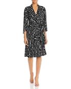 Kenneth Cole Printed Faux-wrap Dress