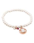 Tous Camille Cultured Freshwater Pearl Beaded Stretch Bracelet With Mother-of-pearl Bear & Ruby Charms