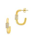 Sterling Forever Oval Carabiner Hoop Earrings