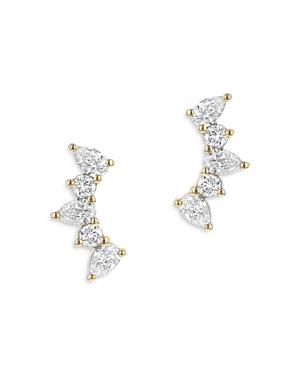 Bloomingdale's Diamond Pear & Round Ear Climbers In 14k Yellow Gold, 0.85 Ct. T.w - 100% Exclusive