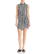 Aqua Striped Wrap-front Dress - 100% Exclusive