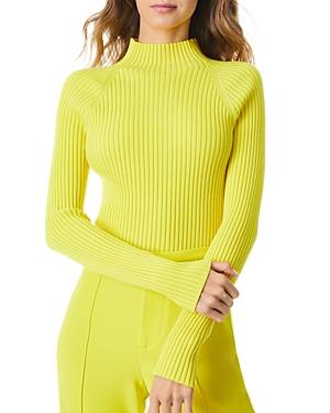 Alice And Olivia Irena Ribbed Wool Mock Neck Sweater