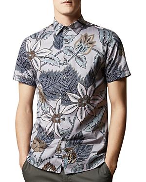 Ted Baker Canwe Cotton Bird-print Slim Fit Shirt