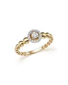 Diamond Beaded Band In 14k White And Yellow Gold, .20 Ct. T.w.