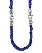 Lagos Sterling Silver Caviar Icon Lapis Beaded Multi Strand Convertible Bracelet And Necklace