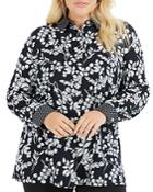 Foxcroft Plus Libby Floral Button-down Tunic
