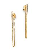Moon & Meadow Diamond Spike Front-back Draped Chain Earrings In 14k Yellow Gold, 0.07 Ct. T.w. - 100% Exclusive