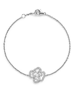 Diamond Flower Bracelet In 14k White Gold, .25 Ct. T.w.