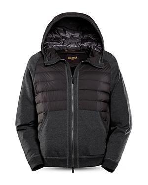 Moorer Mix Media Quilted Hooded Bomber Jacket