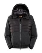 Moorer Mix Media Quilted Hooded Bomber Jacket