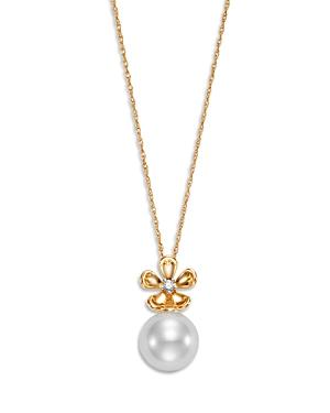 Bloomingdale's Fiore Cultured Freshwater Pearl & Diamond Flower Pendant Necklace In 14k Gold, 16-18 - 100% Exclusive
