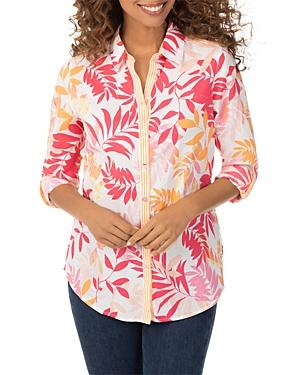 Foxcroft Zoey Tropical Print Button Down Shirt