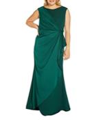 Adrianna Papell Plus Satin Crepe Draped Gown