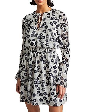 Ted Baker Printed Ruched Sleeve Mini Dress