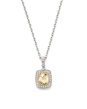 Judith Ripka Rectangular Cushion Pendant Necklace With White Sapphire And Canary Crystal, 17