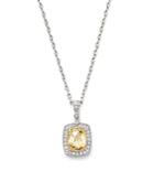 Judith Ripka Rectangular Cushion Pendant Necklace With White Sapphire And Canary Crystal, 17