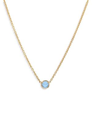 Zoe Lev 14k Yellow Gold Blue Zircon Birthstone Solitaire Pendant Necklace, 16-18