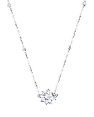 Harakh Diamond Flower Pendant Necklace In 18k White Gold, 1.0 Ct. T.w
