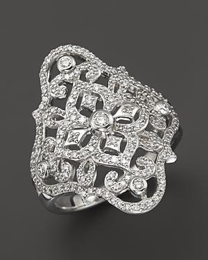 Diamond Filligree Ring In 14k White Gold, .70 Ct. T.w.