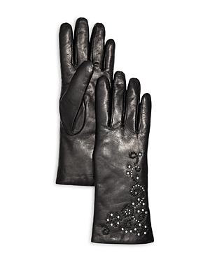 Bloomingdale's Embellished Leather & Cashmere Gloves