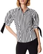 Karen Millen Puff-sleeve Striped Shirt