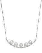 Mastoloni 18k White Gold Diamond And Cultured Freshwater Pearl Smiley Pendant Necklace, 16