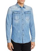 G-star Raw Spattered And Faded Denim Regular Fit Snap-front Shirt