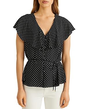 Lauren Ralph Lauren Printed Ruffled Button Front Top