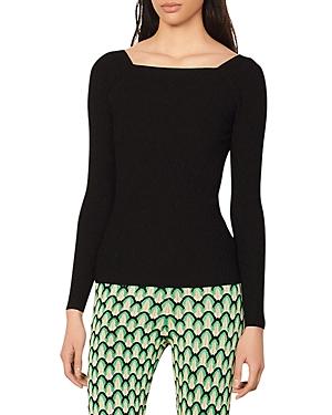 Sandro Neymar Ribbed Square Neck Sweater