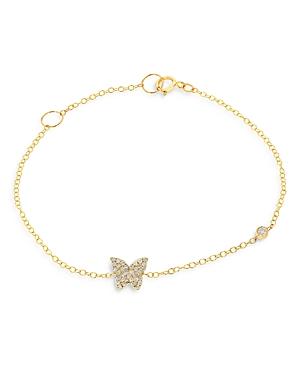 Moon & Meadow 14k Yellow Gold Diamond Butterfly Charm Bracelet