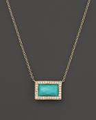Ippolita Rock Candy 18k Gold Medium Baguette Sliding Pendant Necklace In Turquoise With Diamonds, 16