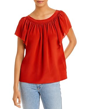 Rebecca Taylor Ruched Tie Back Silk Top