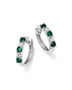 Emerald And Diamond Hoop Earrings In 14k White Gold - 100% Exclusive