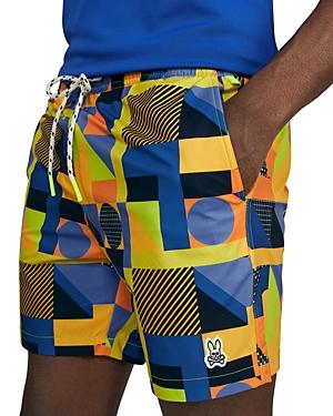 Psycho Bunny Henry Deco Geo Print Slim Fit Swim Trunks